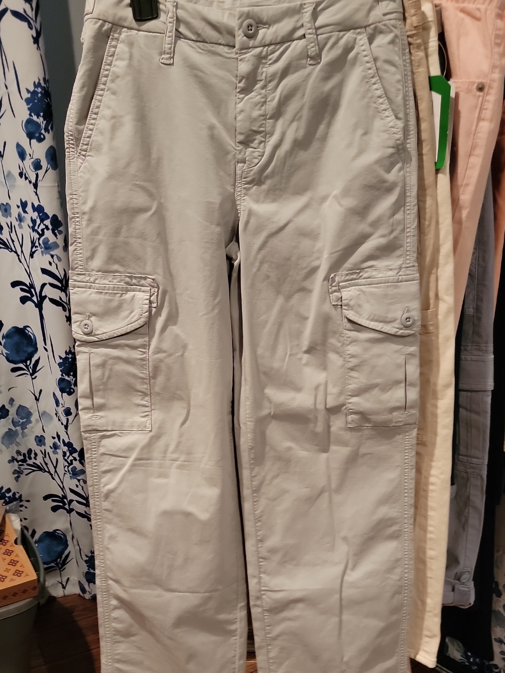 American Eagle Outfitters Beige Cargo Pants with Button-Flap Pockets